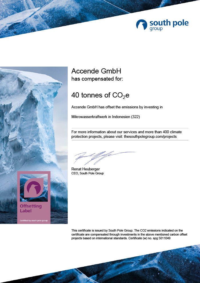 Accende South Pole Zertifikat 2018